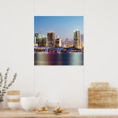 Illuminated skyline of downtown Miami at dusk Poster (Küche)