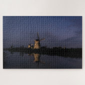 Illuminated windmill at Blue Hour Puzzle (Horizontal)