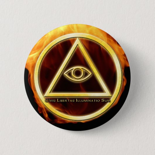 Illuminati auf Feuer Button (Vorderseite)