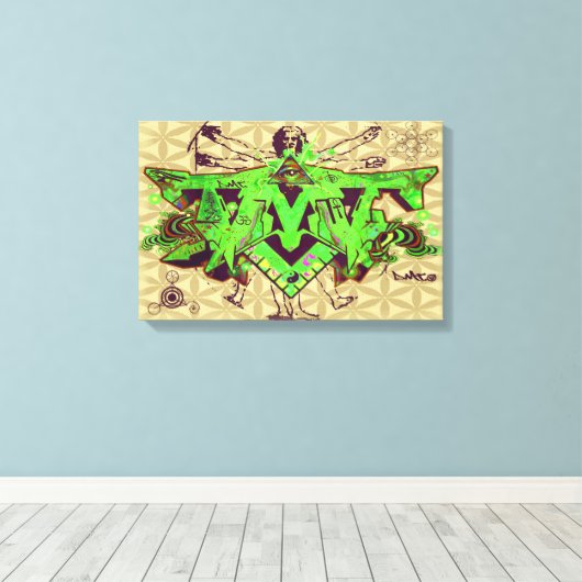 ILLUMINATI DMT GRAFFITI LEINWAND BLUME DES LEBENS (Insitu (Holzboden))