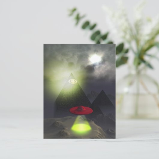 Illuminati Pyramid und UFO Postkarte (Stehend Vorderseite)