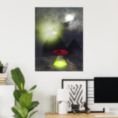 Illuminati Pyramid und UFO Print Poster (Heimbüro)