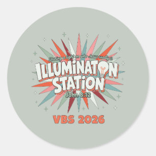 Illumination Station VBS 2026 Johannes 8:12 Urlaub Runder Aufkleber