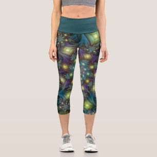 Illuminierte Abstrakte Shiny Aquamarines Lila Frak Capri Leggings