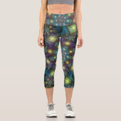 Illuminierte Abstrakte Shiny Aquamarines Lila Frak Capri Leggings (Vorderseite)