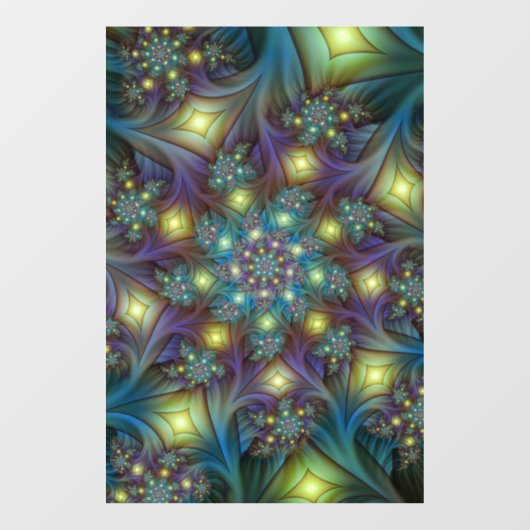 Illuminierte Abstrakte Shiny Aquamarines Lila Frak Fensteraufkleber (Blatt)