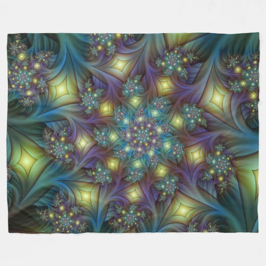 Illuminierte Abstrakte Shiny Aquamarines Lila Frak Fleecedecke (Vorderseite (Horizontal))