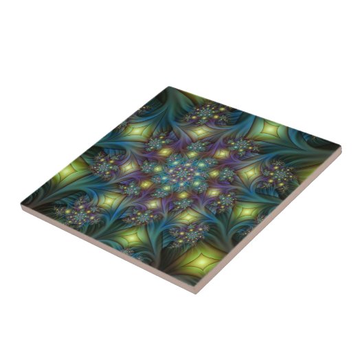 Illuminierte Abstrakte Shiny Aquamarines Lila Frak Fliese (Seite)