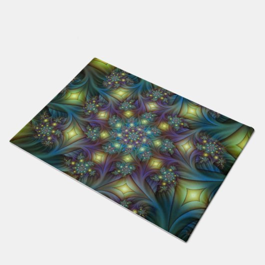 Illuminierte Abstrakte Shiny Aquamarines Lila Frak Fußmatte (Schrägansicht)