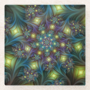 Illuminierte Abstrakte Shiny Aquamarines Lila Frak Glasuntersetzer