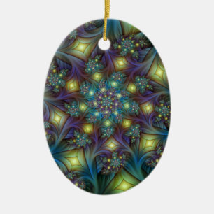 Illuminierte Abstrakte Shiny Aquamarines Lila Frak Keramik Ornament