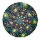 Illuminierte Abstrakte Shiny Aquamarines Lila Frak Keramikknauf (Vorderseite)