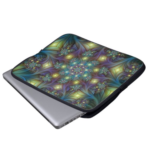 Illuminierte Abstrakte Shiny Aquamarines Lila Frak Laptopschutzhülle (Vorne Knopf)