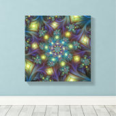 Illuminierte Abstrakte Shiny Aquamarines Lila Frak Leinwanddruck (Insitu (Holzboden))