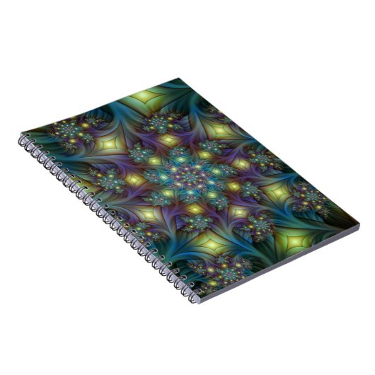 Illuminierte Abstrakte Shiny Aquamarines Lila Frak Notizblock (Rechte Seite)