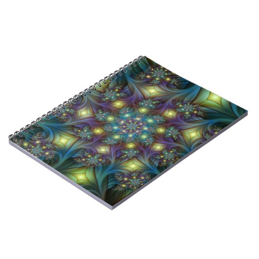 Illuminierte Abstrakte Shiny Aquamarines Lila Frak Notizblock (Linke Seite)