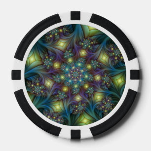 Illuminierte Abstrakte Shiny Aquamarines Lila Frak Pokerchips