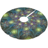 Illuminierte Abstrakte Shiny Aquamarines Lila Frak Polyester Weihnachtsbaumdecke (Schrägansicht)