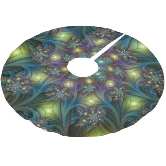 Illuminierte Abstrakte Shiny Aquamarines Lila Frak Polyester Weihnachtsbaumdecke (Schrägansicht)