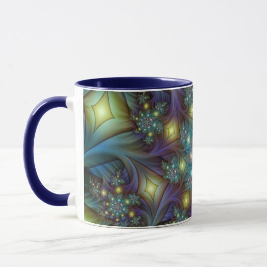 Illuminierte Abstrakte Shiny Aquamarines Lila Frak Tasse (Links)