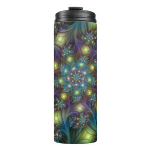 Illuminierte Abstrakte Shiny Aquamarines Lila Frak Thermosbecher