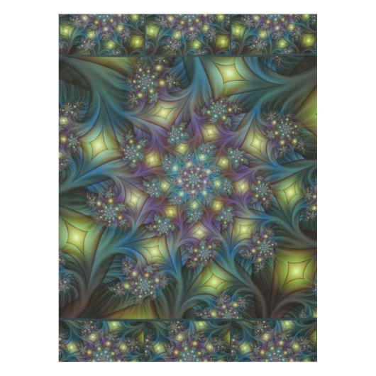 Illuminierte Abstrakte Shiny Aquamarines Lila Frak Tischdecke (Vorderseite)