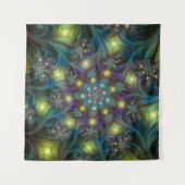 Illuminierte Abstrakte Shiny Aquamarines Lila Frak Wandteppich (Vorderseite (Horizontal))