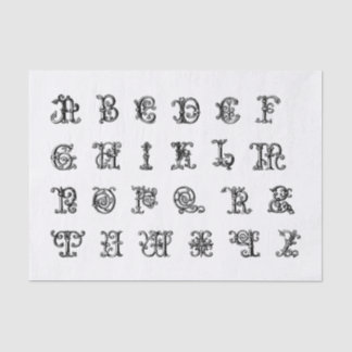 Illuminierte Alphabet-Buchstaben für Dekoupage Seidenpapier