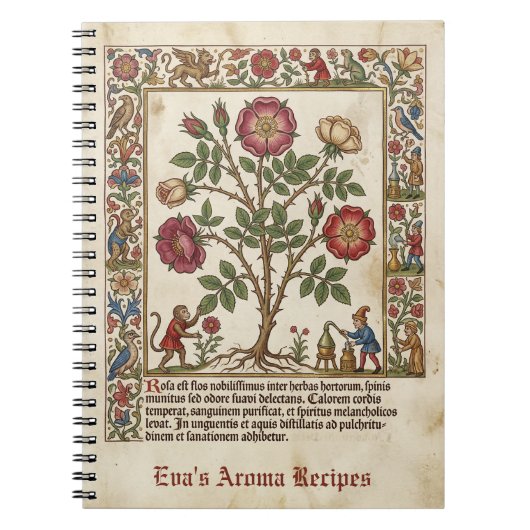 Illuminierte Apotheke Mittelalterliche Rose Notizblock (Vorderseite)