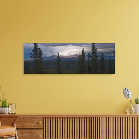 Illuminierte Berge Alaska Landschaft Fotografie Leinwanddruck (Insitu (Wohnzimmer))