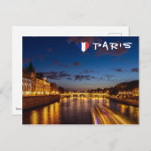 Illuminierte Conciergerie in der Nacht - Paris, Fr Postkarte (Vorne/Hinten)