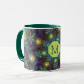Illuminierte Fraktal Art Muster Monogram Tasse (Vorderseite Links)