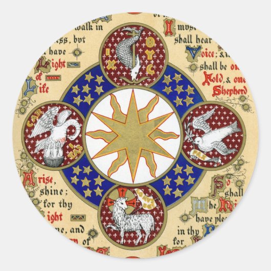 Illuminierte Handschrift die Epiphanie Runder Aufkleber (Vorderseite)