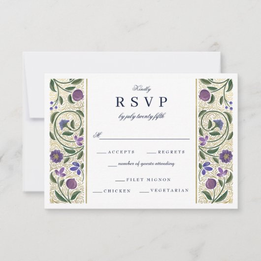 Illuminierte Hochzeits-RSVP mit Bordüre RSVP Karte (Vorderseite)