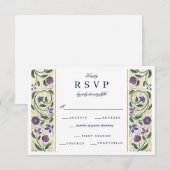 Illuminierte Hochzeits-RSVP mit Bordüre RSVP Karte (Vorne/Hinten)