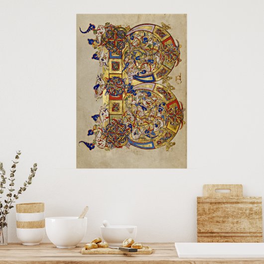 Illuminierte Initial B von Montecassino Poster (Küche)