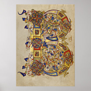 Illuminierte Initial B von Montecassino Poster