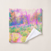 Illuminierte Landschaft in Rosa und Korallengarten Badhandtuch Set (Waschlappen)