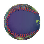 Illuminierte moderne blaue lila Fraktal Kunstname Baseball (Vorderseite Links)