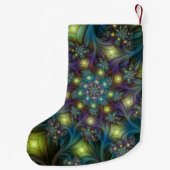 Illuminierte moderne blaue lila Fraktal Kunstname Kleiner Weihnachtsstrumpf (Rückseite)