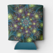 Illuminierte moderne blaue lila Fraktal Muster Dosenkühler (Rückseite)