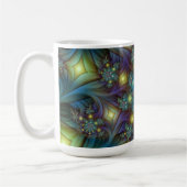 Illuminierte moderne blaue lila Fraktal Muster Kaffeetasse (Links)
