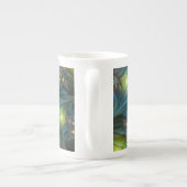 Illuminierte moderne blaue lila Fraktal Muster Porzellantasse (Rückseite)