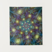 Illuminierte moderne blaue lila Fraktal Muster Wandteppich (Vorderseite)