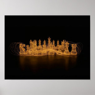 Illuminierte Schachfiguren Wand Kunst