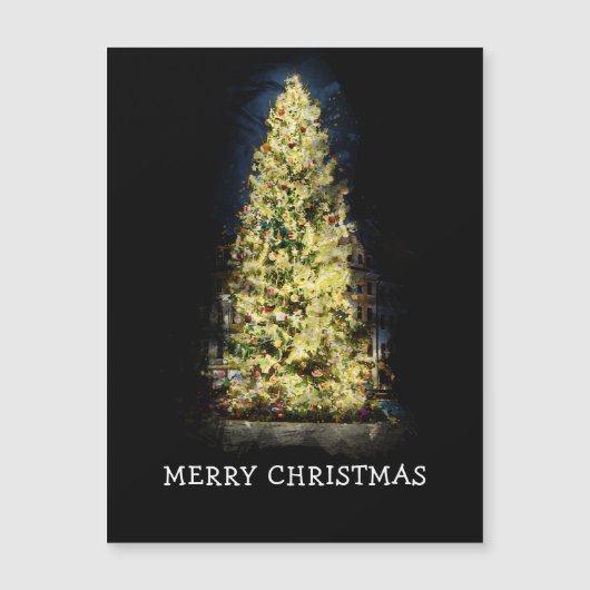 Illuminierter Weihnachtsbaum Magnetkarte (Vorderseite)