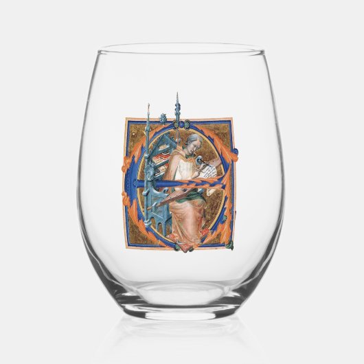 Illuminiertes anfängliches E Weinglas Weinglas Ohne Stiel (Vorderseite)