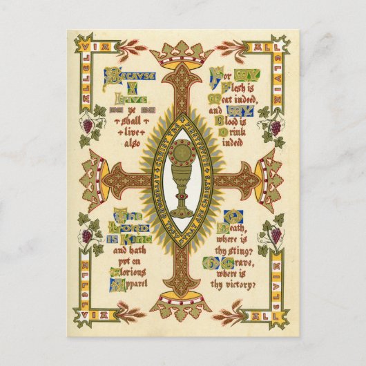 Illuminiertes Manuskript für Ostern. Feiertagspostkarte (Vorderseite)