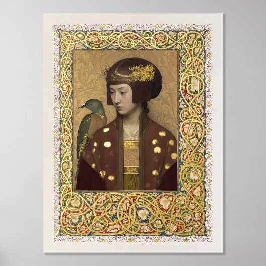 Illuminiertes Pfau-Maiden-Poster Morris Inspiriert Foliendrucke (Vorderseite)