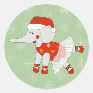 illusima Ballerina Elefant Weihnachten Schneeflock Runder Aufkleber